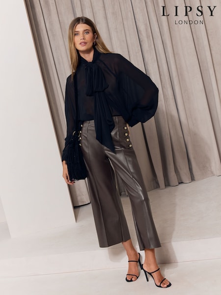 Chocolate Brown - Lipsy Faux Leather Culottes