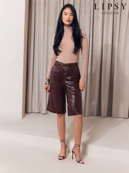 Berry Faux Leather Croc - Lipsy Bermuda Shorts
