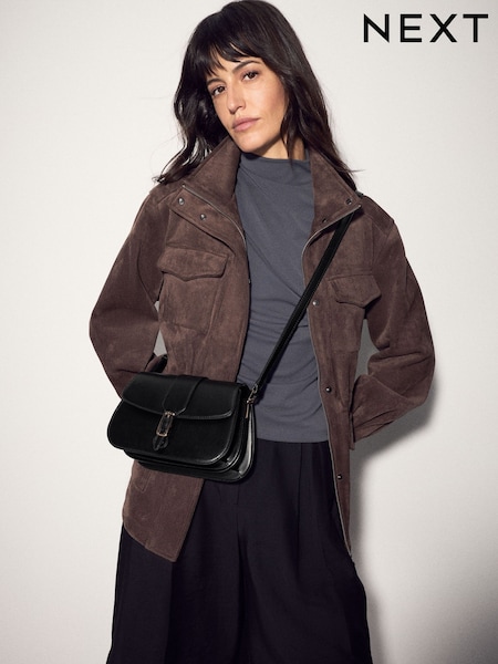 Black - Belted Saddle Cross-body Bag