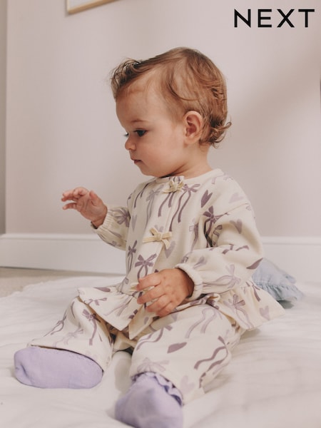 Purple Bow - Baby Sweat Top And Joggers Set 2 Piece (0mths-2yrs)