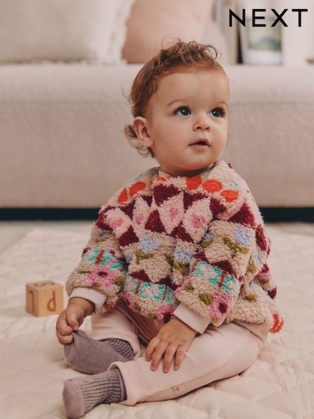 Pink Fairsle Printed - Baby Fleece Sweater And Leggings Set 2 Piece (0mths-2yrs)