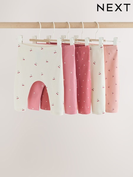 Pink Cherry Print - Baby Leggings 5 Pack (0mths-2yrs)