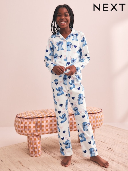 Blue/Ecru - Lilo & Stitch Jersey Button Through Pyjamas 1 Pack (3-16yrs)