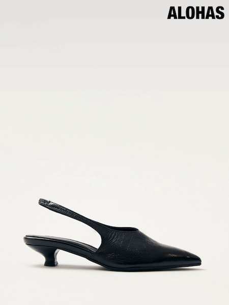 Black - Alohas Eros Leather Slingback Shoes