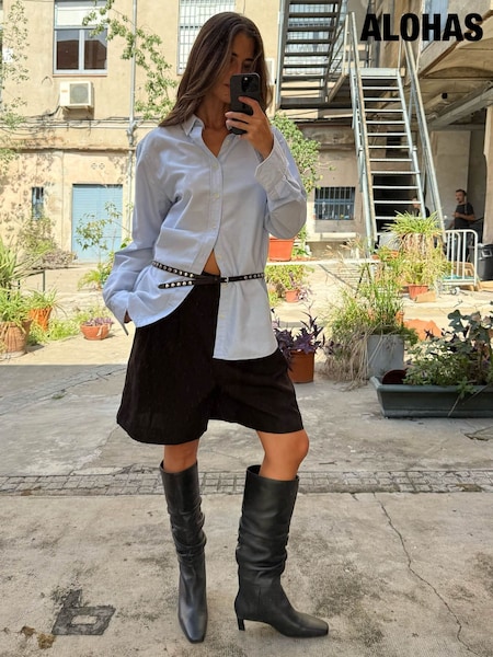 Black - Alohas Kalila Leather Tall Boots
