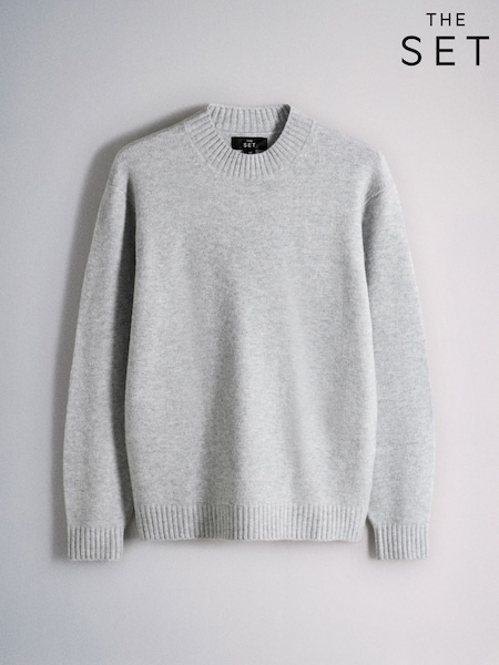 Light Grey - Regular The Set Single Soft Knit Crew Jumper