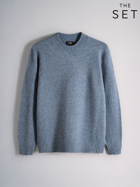 Blue - Regular The Set Single Soft Knit Crew Jumper