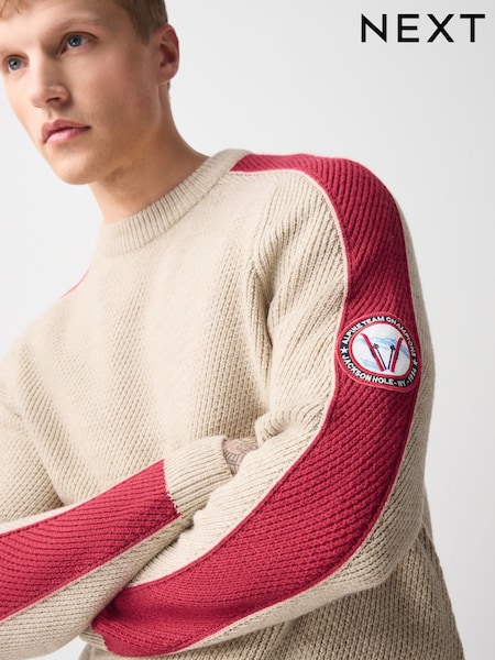 Neitrāls - Regular Ski Overarm Stripe Knitted Crew Neck Jumper