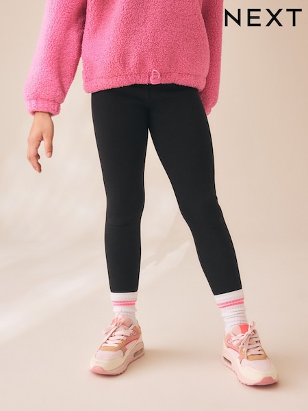 Noir - Leggings confortables doublés en polaire (3-16ans)
