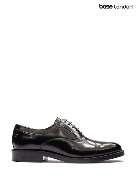 أسود - Regular Base London Roma Hi Shine Lace Up Leather Shoes