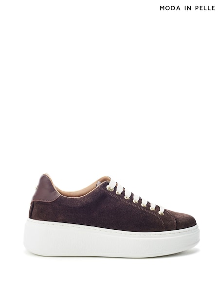 Brūna krāsa - Moda In Pelle Cherrie Leather Slab Sole Trainers