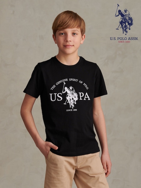 Black Ground - U.s. Polo Assn. Double Horsemen Graphic T-shirt