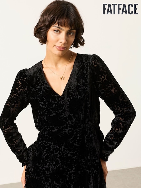 Black - Fatface Devore Midi Dress