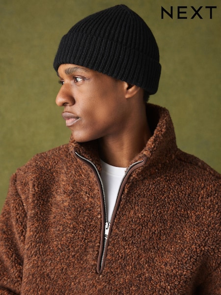 Rust Brown Marl - Regular Nep Borg Quarter Zip Fleece