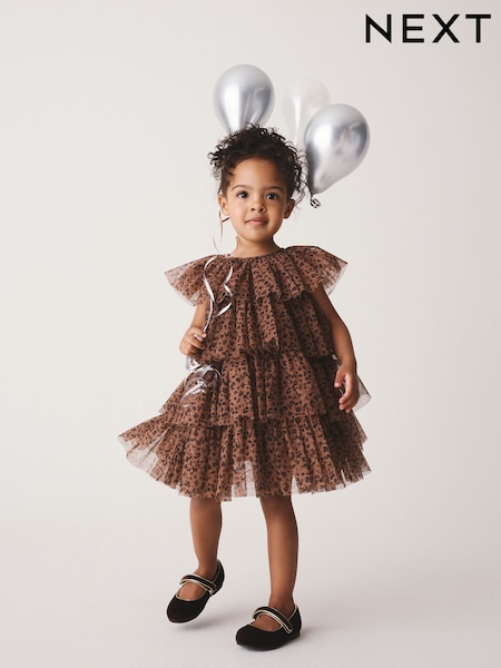 Leopard Animal Print - Mesh Tiered Occasion Dress (3mths-8yrs)