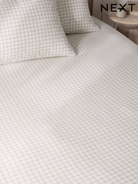Gingham Brushed Fitted Sheet And Pillowcase Set