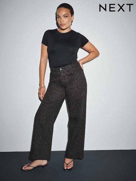 Leopard Print - Hourglass Wide Leg Denim Jeans