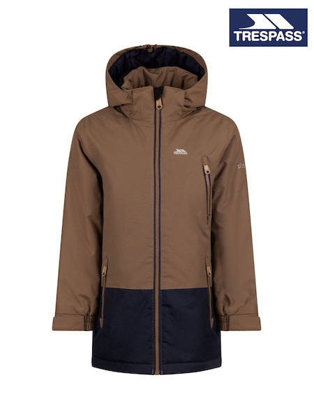 Brown - Trespass Franzz Kids Waterproof Coat