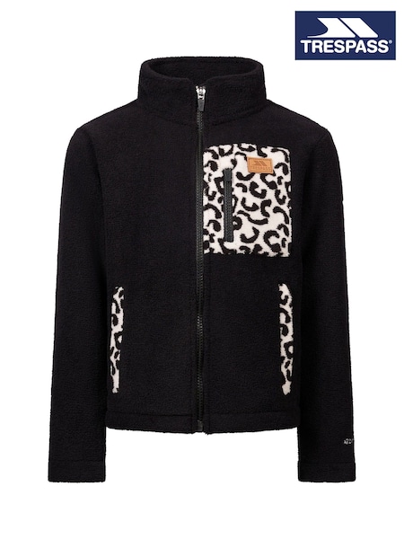 Svart - Trespass Willowglen Tryck Detalj Full Zip Fleece