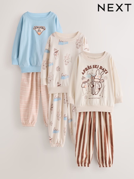 Imprimé de ski neutre - Lot de 3 pyjamas de jogging (9 mois-12 ans)