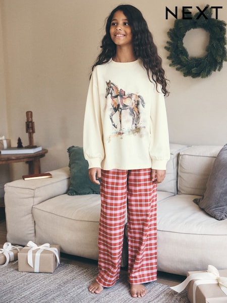 Red/Ecru Horse Print - Wide Leg Woven Pyjamas 1 Pack (3-16yrs)