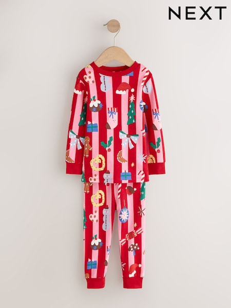 Red/Pink Stripe - Christmas Snuggle Pyjamas 1 Pack (9mths-12yrs)