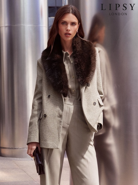 neutre - Lipsy Fur Collar Blazer