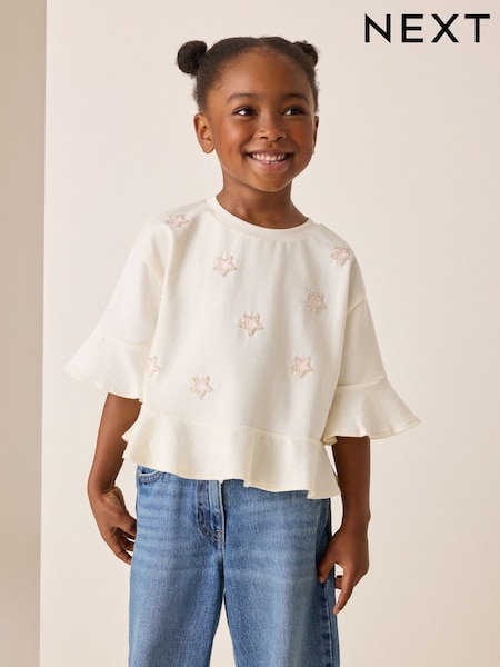 White Star - Beaded Peplum T-shirt (3-16yrs)