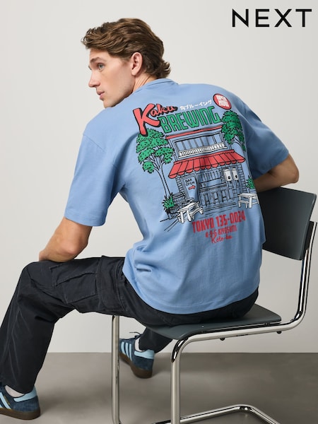 Blue Japan - Relaxed Fit Graphic Print Heavy Weight T-shirt
