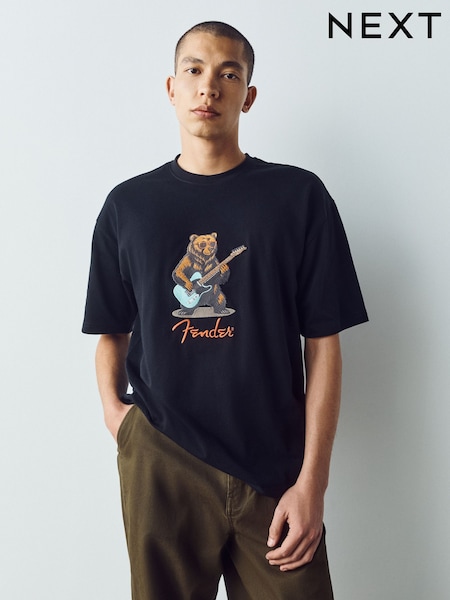 নীল - Regular Fender Bear Regular Fit T-shirt