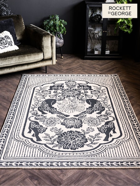 Rockett St George Wool Tufted Floral Panthers Rug