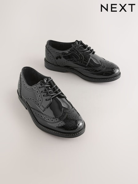 Black Patent - Δερμάτινο κορδόνι Παπούτσια Brogue Παπούτσια