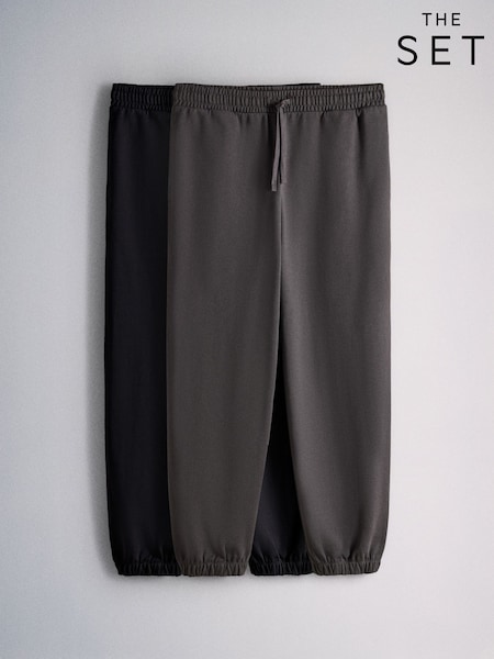 Preto/Cinza - Regular The Set 2 Pack Wide Fit Cuffed Joggers