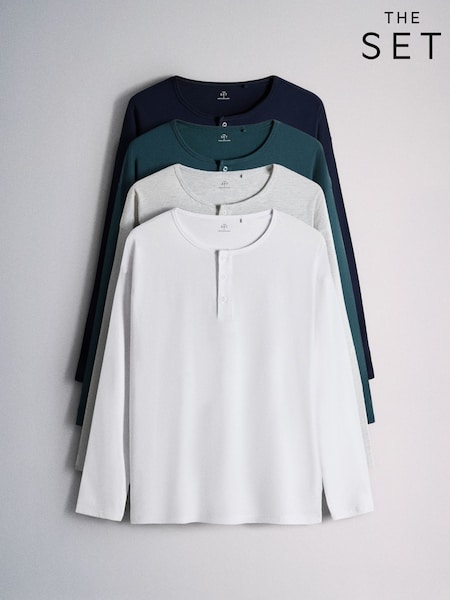 צבעוני - Regular The Set 4pk Long Sleeve Henley Top