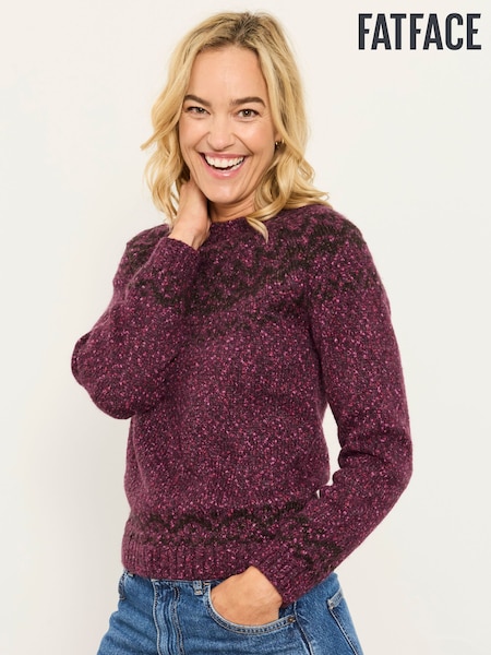 Purple - Fatface Fairisle Knitted Crew Jumper