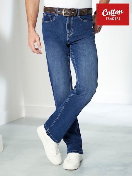 Blue - Regular Cotton Traders Ultimate Comfort 4-way Stretch Straight Fit Jeans