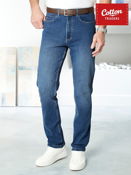 Blue - Regular Cotton Traders Ultimate Comfort 4-way Stretch Slim Fit Jeans 27"