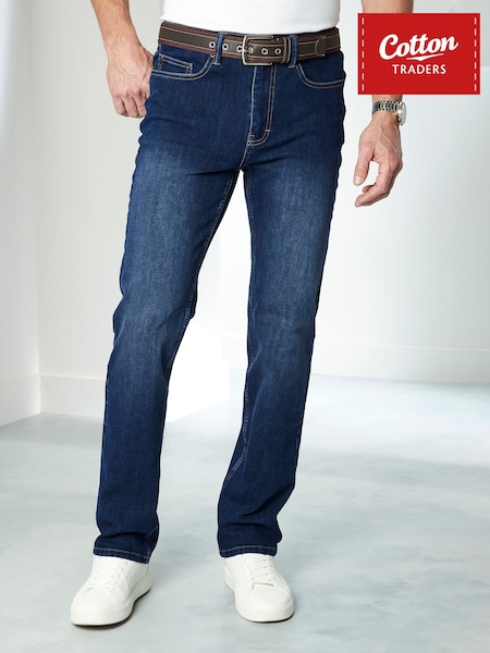 Blue - Regular Cotton Traders Ultimate Comfort 4-way Stretch Straight Fit Jeans
