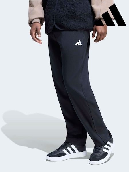 Black - Regular Adidas Essentials Small Logo Stanford Lite Woven Tapered Open Hem Pants