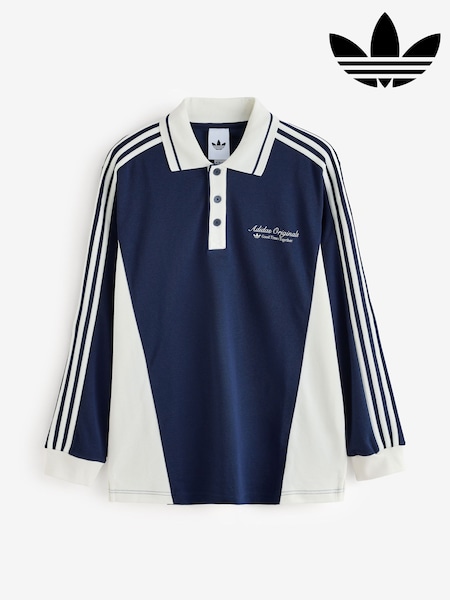 Синий - Regular Adidas Originals Long Sleeve Polo Shirt