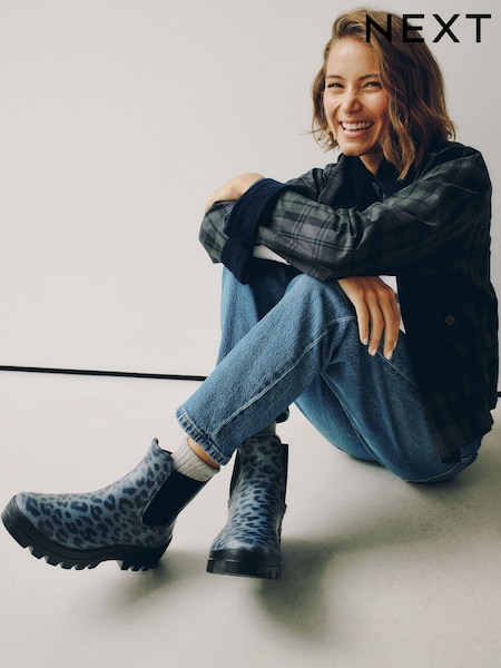 Grey - Faux Fur Lined Chelsea Ankle Wellies