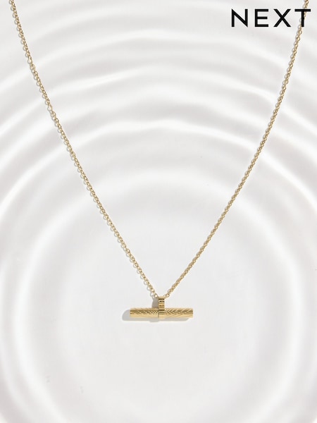 Gold Tone - Waterproof Stainless Steel Dainty T-bar Necklace