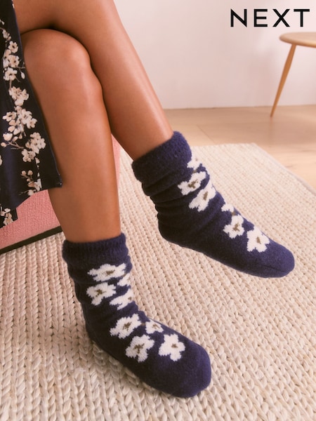 Navy - Bath & Body Works Cherry Blossom Floral Lounge Socks