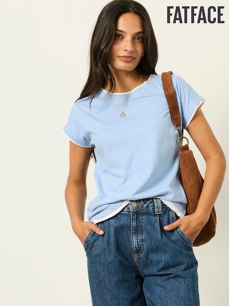 bleu pâle - Fatface Double Layer Short Sleeve T-shirt