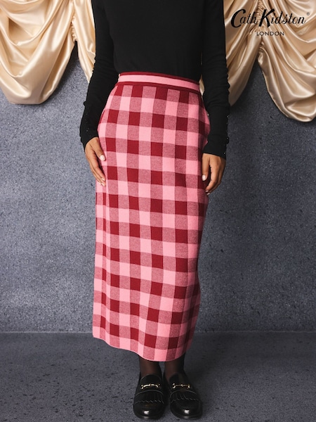 Çəhrayı Çek - Cath Kidston Knitted Midi Skirt