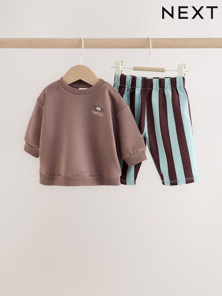 Brown/Blue - Baby Set Sweat Top And Trousers (0mths-2yrs)