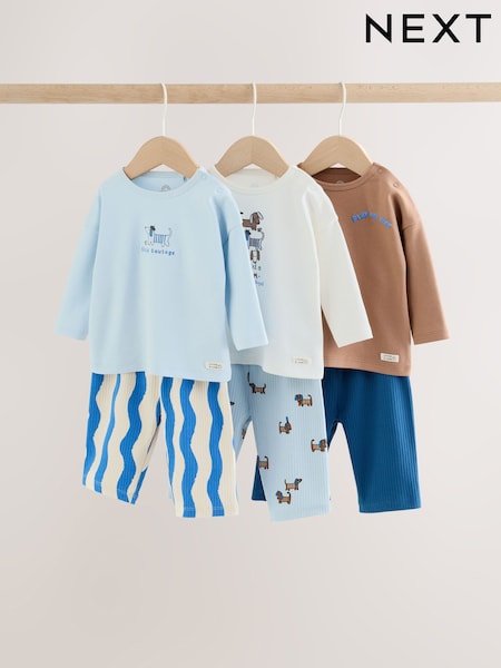 Imprimé de chien bleu - Baby Top And Wide Leg Leggings Set 6 Piece (0mths-2yrs)