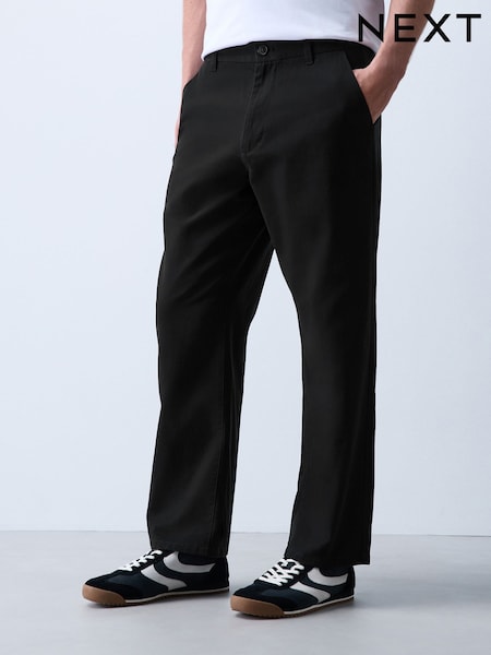 Melns - Relaxed Fit 100% Cotton Chino Trousers