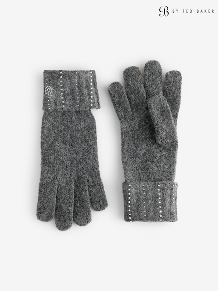 Charcoal Grey - B By Ted Baker Diamante Stud Gloves