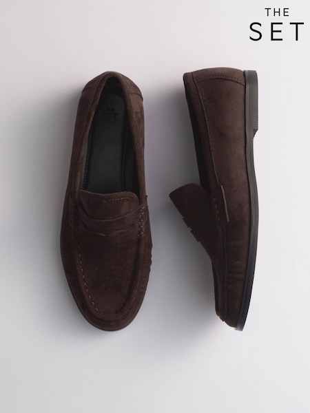 Brown Faux Suede - The Set Classic Ruched Loafers